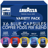 Lavazza Blue Coffee Pods Variety Pack - 30 Count Sampler (6 Each of Top Class, Gold Selection, Caffè Crema, Decaf & Gran Espresso) - Compatible