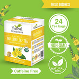 Mullein Leaf Tea - Organic Mullein Tea Bags For Lungs, Respiratory Health, Digestive System, Immune System, Supports Overall Health, 24 Mullein Tea