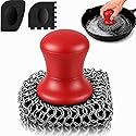 Cast Iron Scrubber and Scraper | 316 Chainmail Scrubber for Cast Iron Pan Skillet Cleaner | Chain Mail Scrubber for Dishes Pots Wok Griddle Grill |