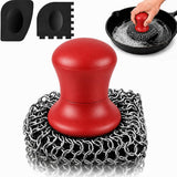 Cast Iron Scrubber and Scraper | 316 Chainmail Scrubber for Cast Iron Pan Skillet Cleaner | Chain Mail Scrubber for Dishes Pots Wok Griddle Grill |