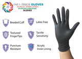 Infi-Touch Black Nitrile Protective Gloves, Medium, Pack of 100