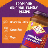Patak's Vindaloo Spice Paste, Hot Indian Curry with 11 Expertly Blended Spices, Gluten-Free & Vegan, Flavorful Base for Chicken, Seafood, Vegetables