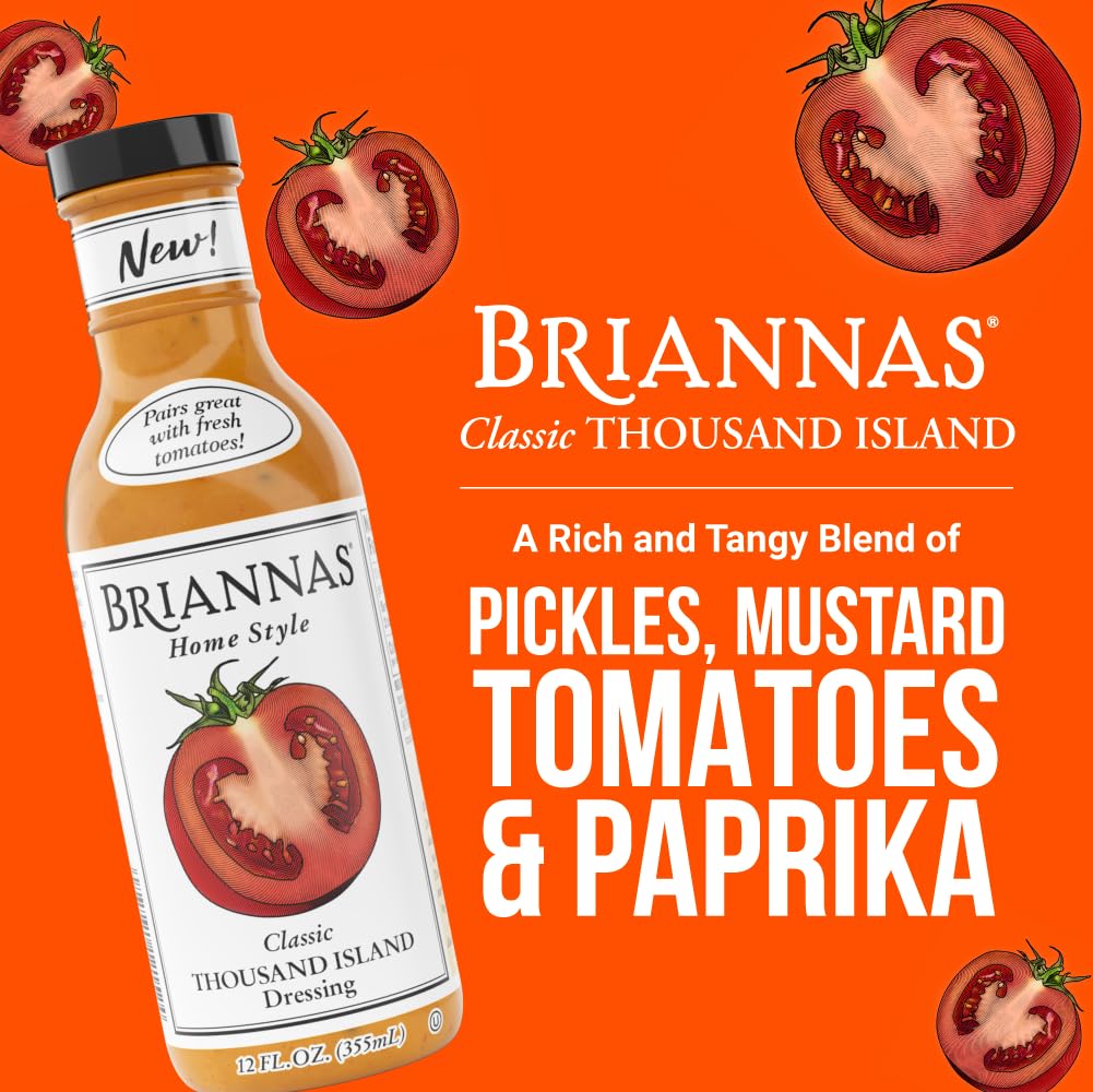 BRIANNAS - Home Style Thousand Island Dressing - Fine Salad Dressing made with Premium Ingredients - Gluten Free and Kosher Salad Dressing - 12 oz