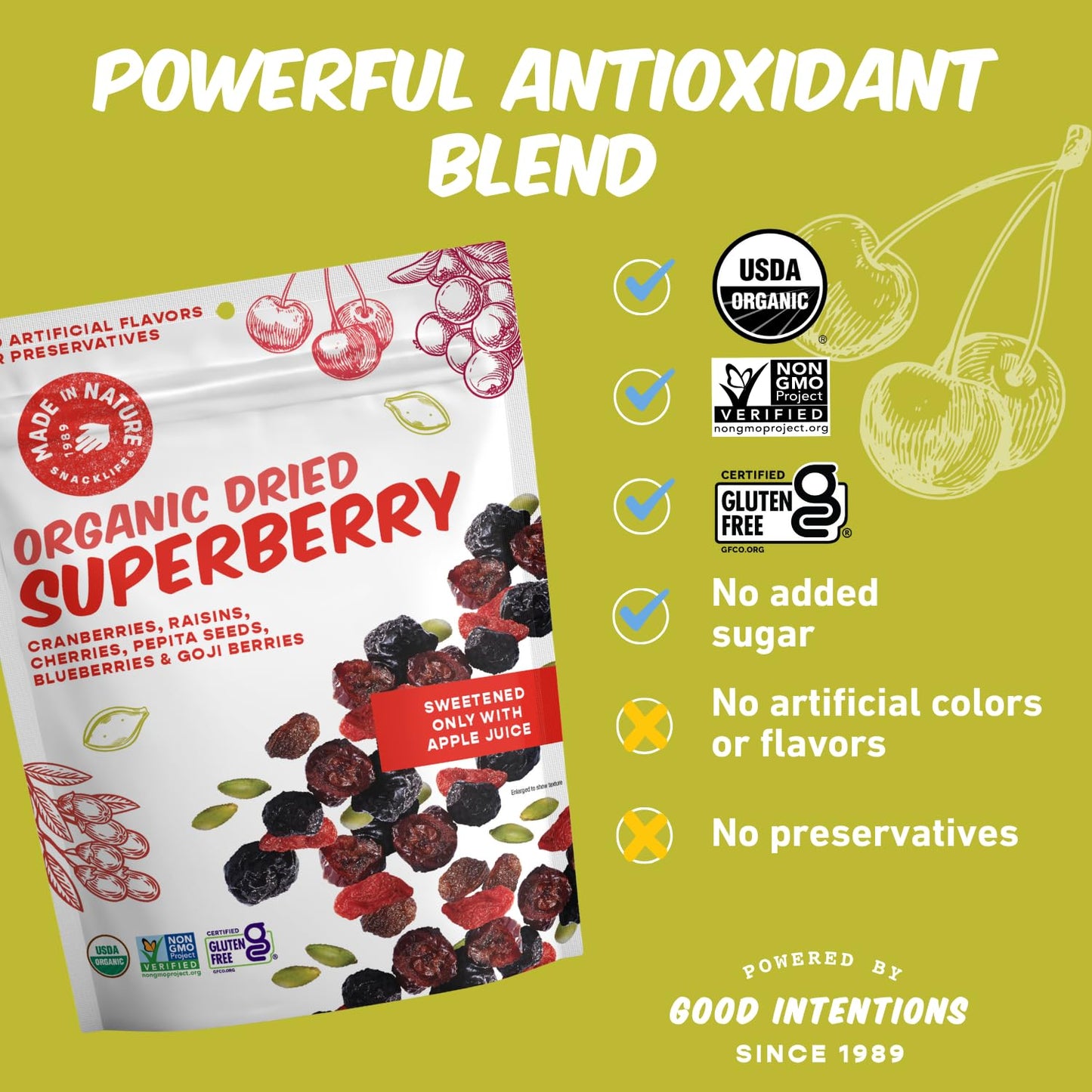 Made In Nature Organic Superberry Fruit Fusion, 10 Ounce (Pack of 1) - Fruit and Nut Trail Mix, Non-GMO, Unsulfured, Gluten Free