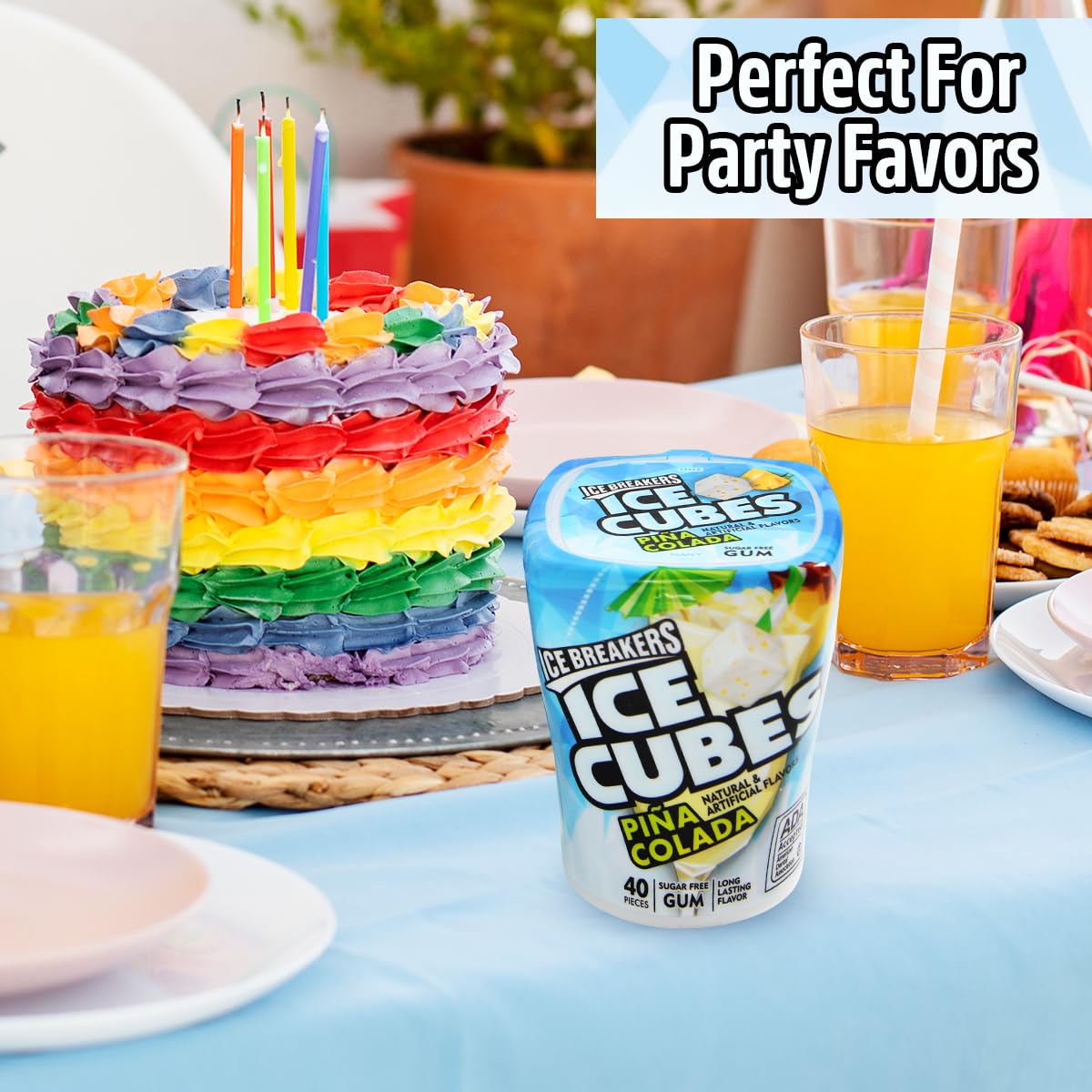 Pina Colada Gum to Enjoy Home Snaking Moments - Sugar Free Refreshingly Cool Cubed Chewing Gum for Mother's Day, Kids School Bags, Party Favors