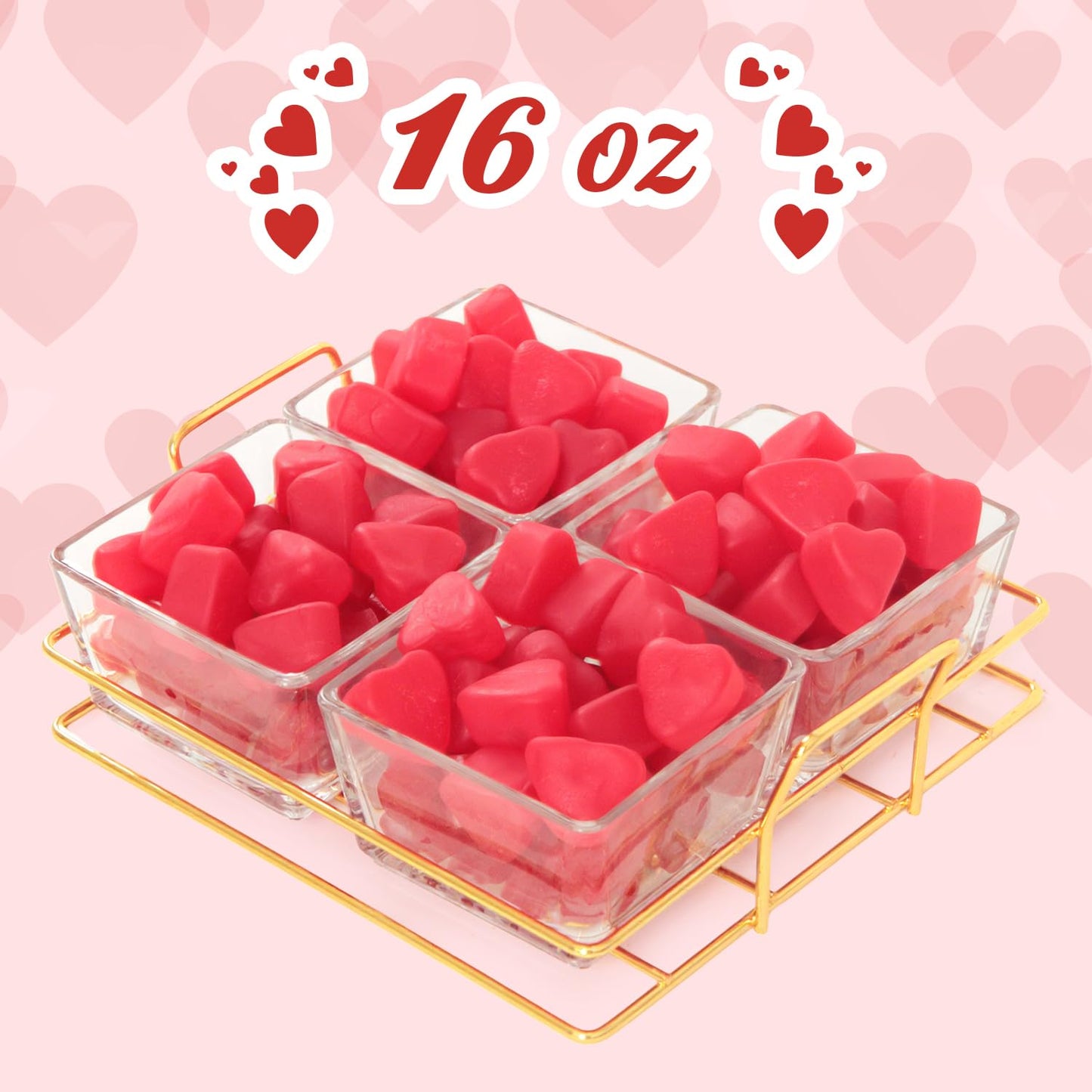 Fathers Day Glass Tray with Cherry Jelly Hearts, 4 Section Glass Tray with 16oz of Fathers Day Gummies, Ideal Gummy Hearts for Party Favors, Office