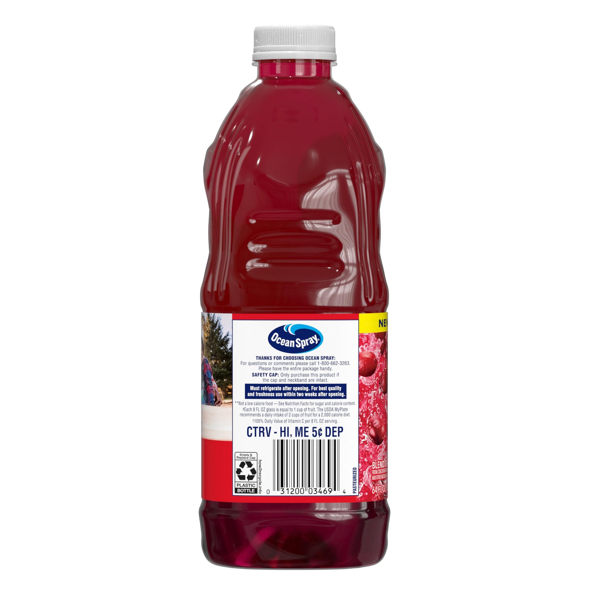 Ocean Spray® 100% Juice, Cranberry, 64 Fl Oz Bottle (Pack of 8)