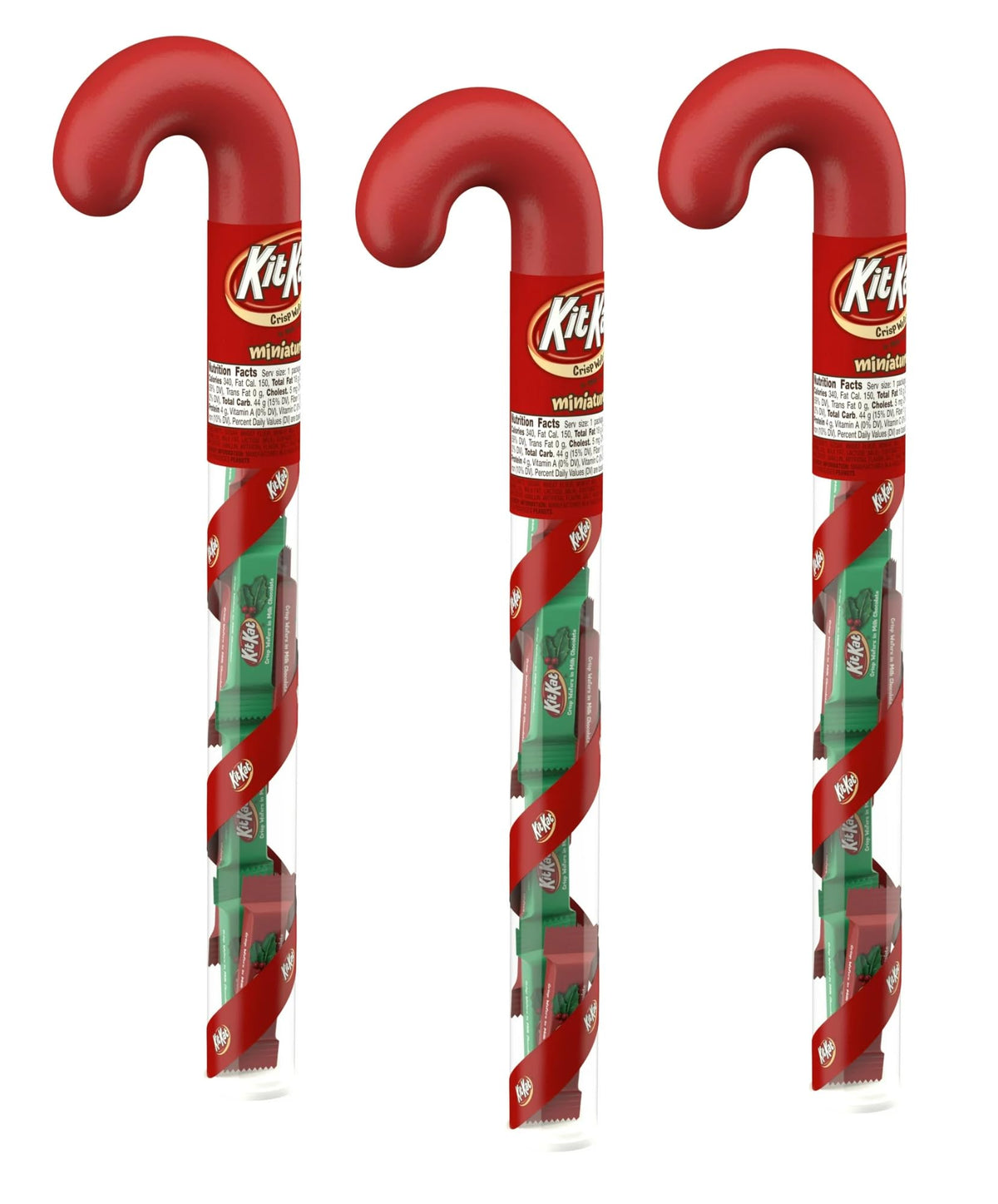 Chocolate Wafer Filled Candy Cane Tubes - Pack of 3 - Smiling Sweets - Great for Stocking Stuffers and Sharing with Friends and Family this Holiday