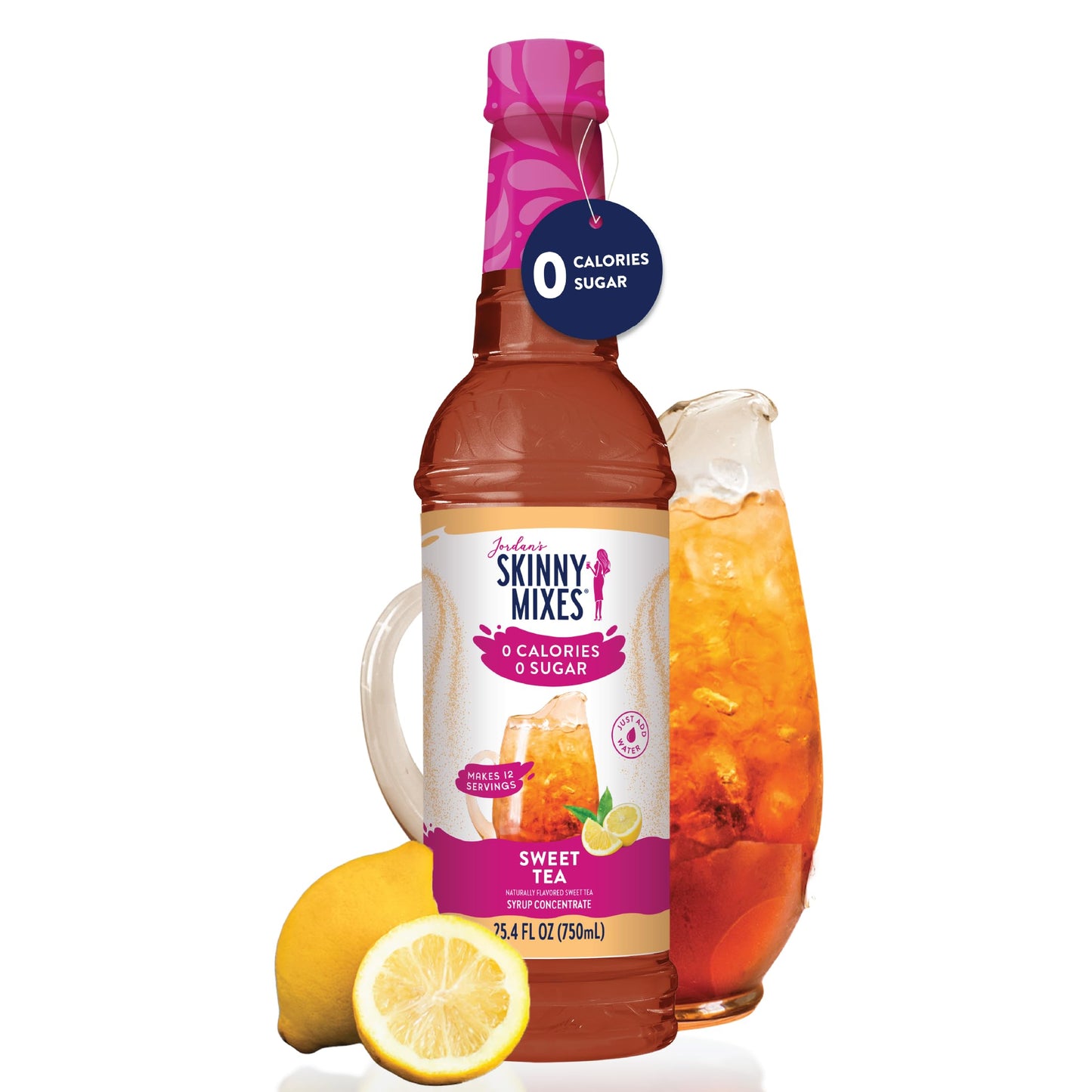 Jordan's Skinny Mixes Sugar Free Syrup, Sweet Tea Flavor, Fruit Flavored Water Enhancer, Drink Mix for Iced Tea, Lemonade, Drinks, Low Calorie Water