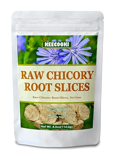 Raw Chicory Root Slices, 4.0oz(114g), 100% Natural Premium Quality Chicory Root, Caffeine Free, No Additives And No Preservatives
