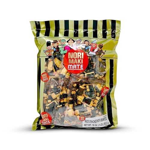 Shirakiku Norimaki Arare Mate - Crispy Japanese Rice Cracker | Glutinous Rice, Soy Sauce and Seaweed | Low Carb Rice Cracker Snacks, Seaweed Flavor 16