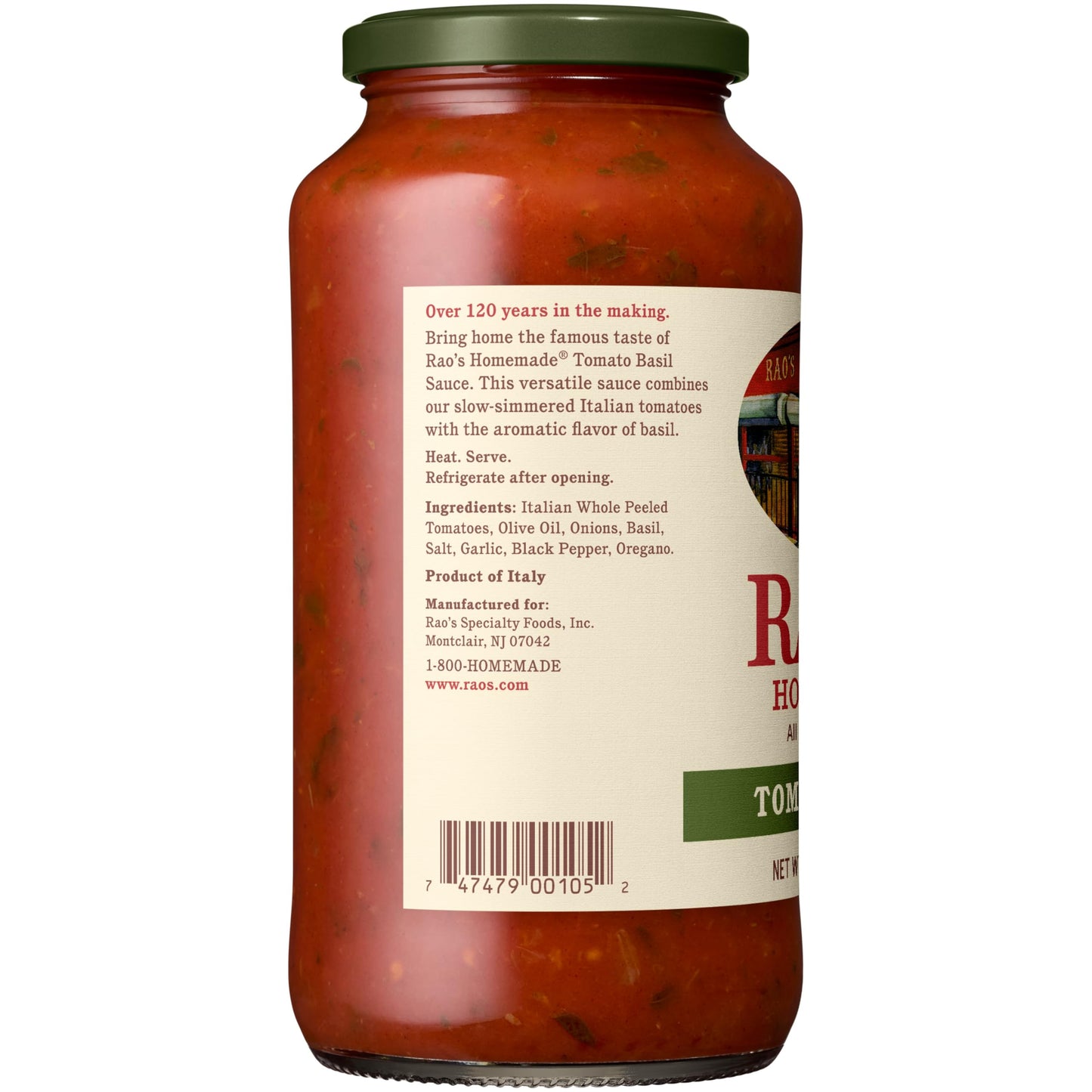 Rao's Homemade Tomato Basil Sauce Made with Italian Tomatoes, 24 oz