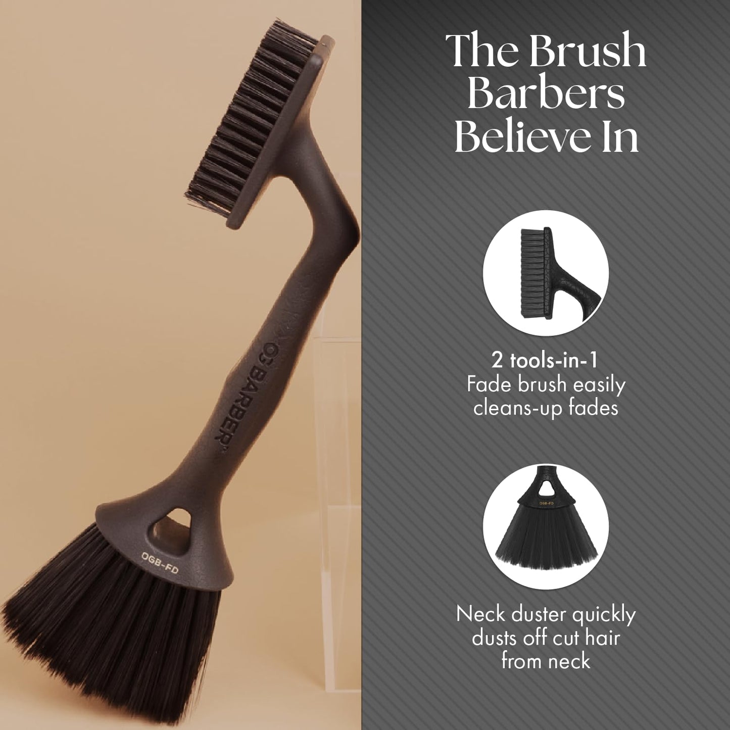 Olivia Garden Barber Fade Duster, Recycled ABS Handle, Professional Dust Removal for Clean Cuts