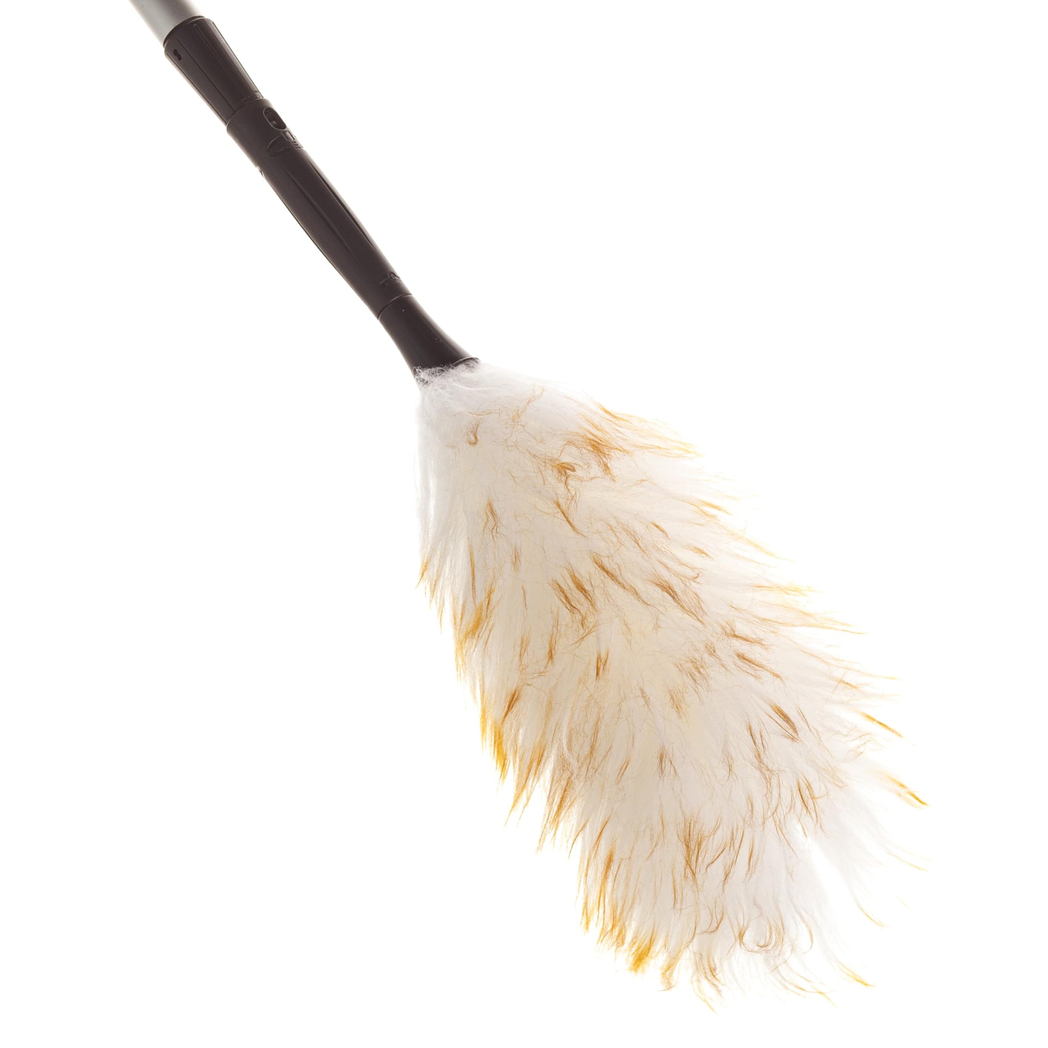 Unger Commercial StarDuster® Lambswool Duster with Handle (Case of 6), 17.5" Length, White/Black - Ideal for Dusting Shelves, Surfaces, and High