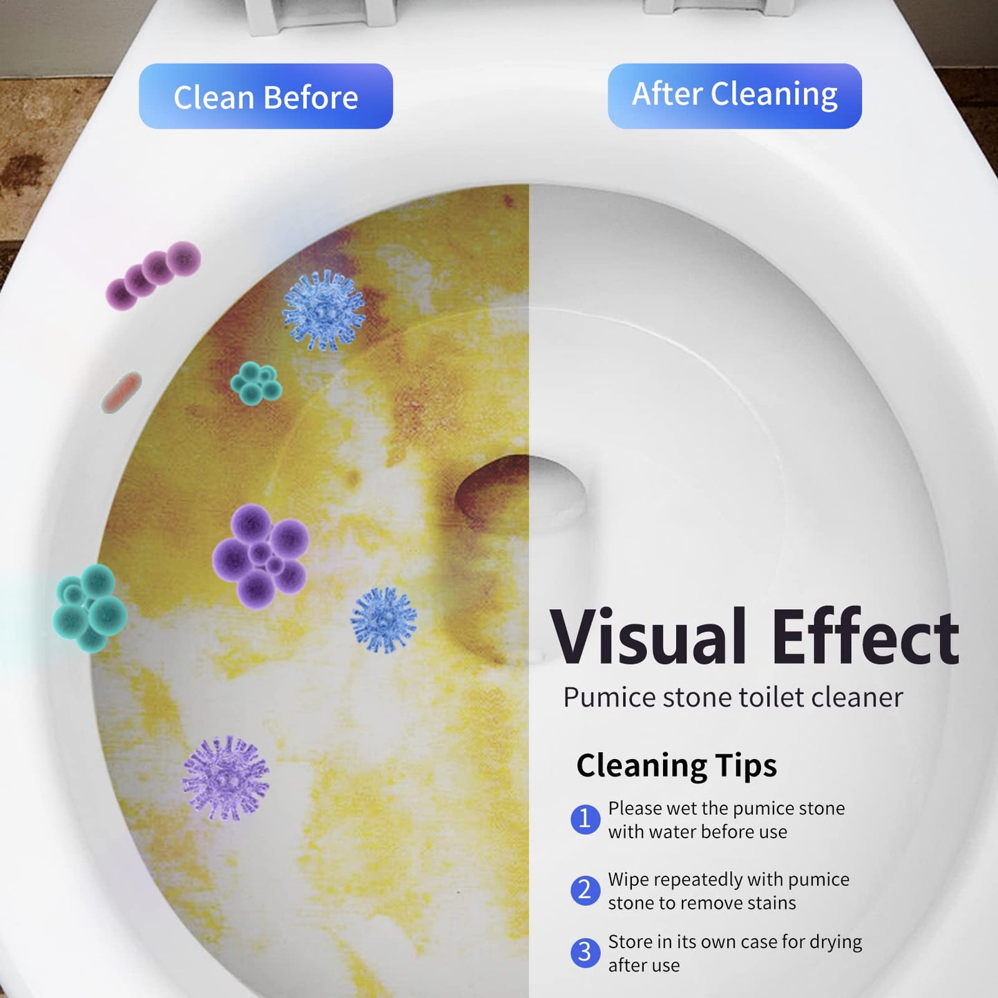 Laiyeoy Toilet Bowl Cleaner Pumice Stone -Hard Water Stain Remover with Ergonomic Handle, Powerfully Removes Toilet Bowl Rings?Rust &Lime?Ideal