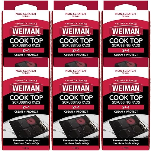 Weiman Products Cook Top Scrubbing Pad, 3 Count, 6 Per Case