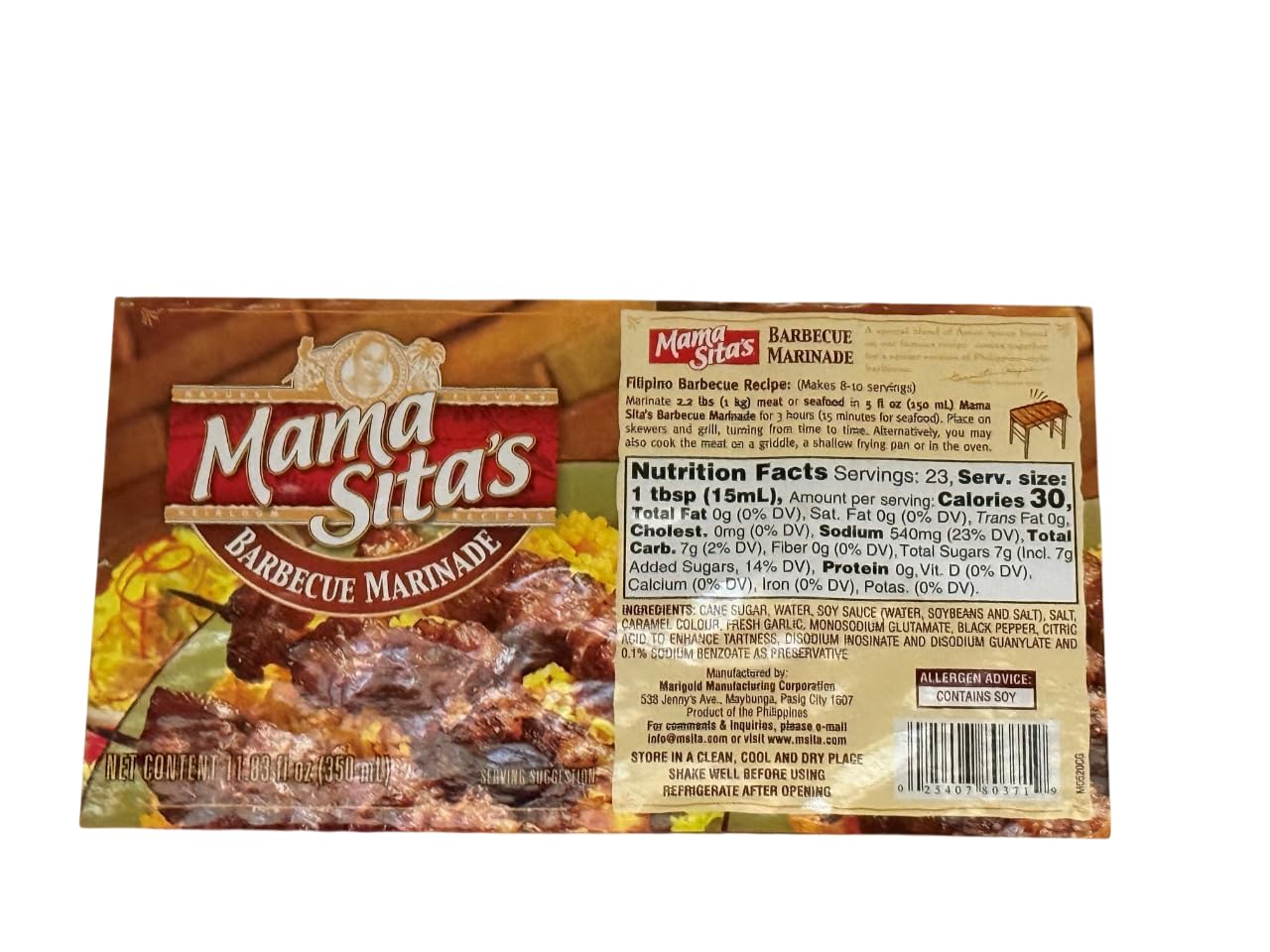Mama Sitas Barbecue Marinade - 11.83 fl. oz (Pack of 2)