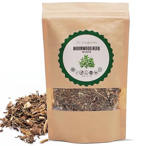 TeraHerbs | Organic Wormwood Herb 4oz Cut & Sifted Artemisia Absinthium | Dried Wormwood Tea In Eco Friendly Resealable Bag | Ajenjo Hierba Natural