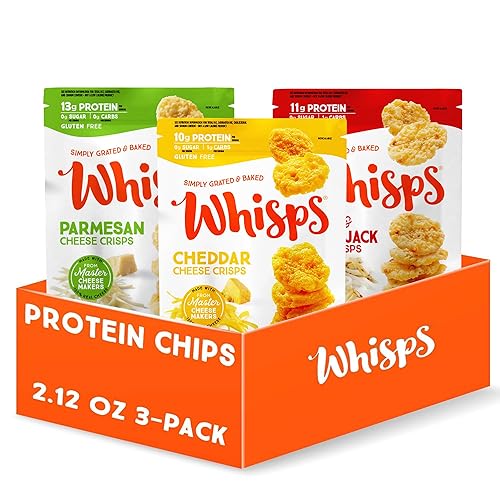 Whisps Cheese Crisps Variety Pack | Protein Chips | Healthy Snacks | Protein Snacks, Gluten Free, High Protein, Low Carb Keto Food | Parmesan, Asiago