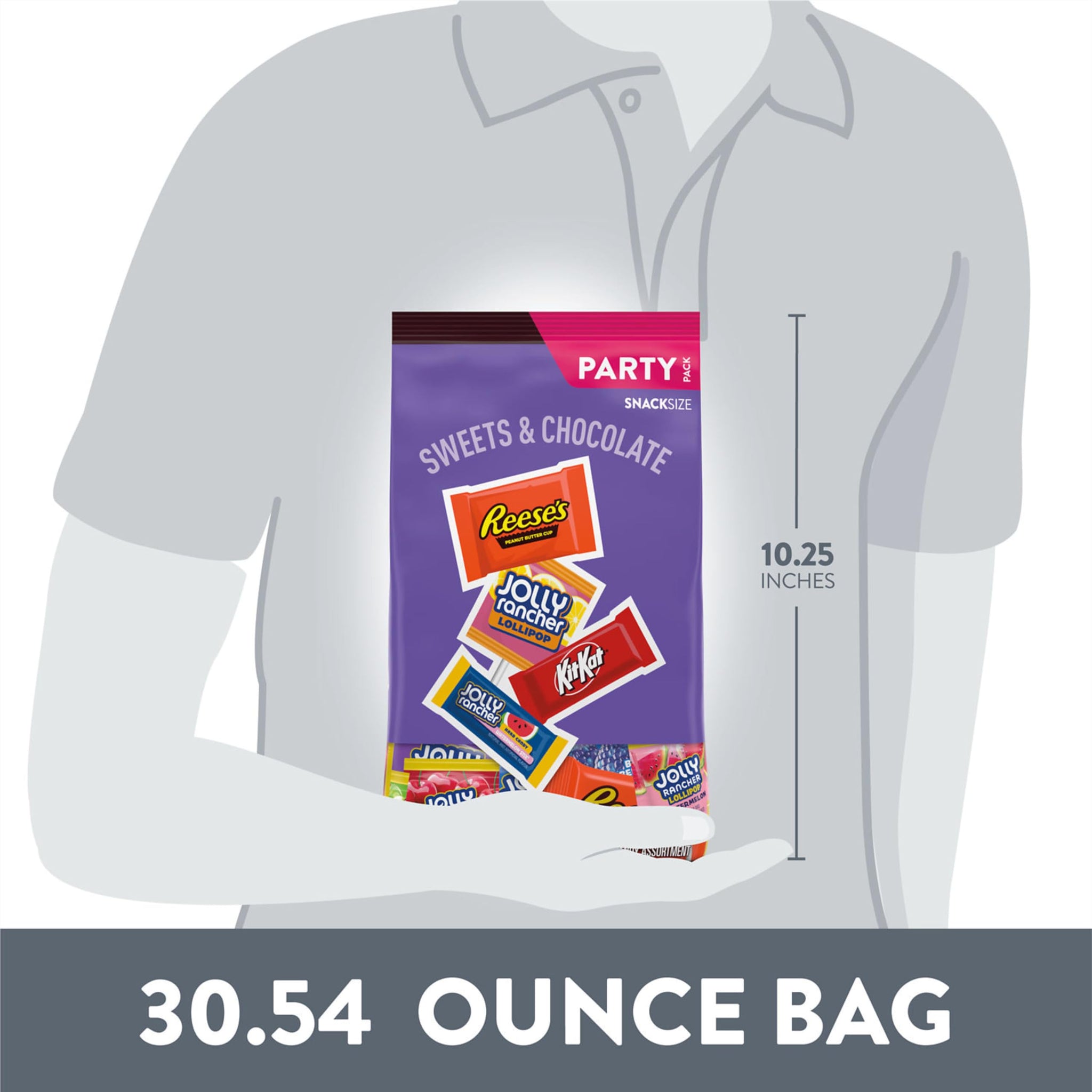JOLLY RANCHER, KIT KAT and REESE'S Assorted Flavored Snack Size, Candy Party Pack, 30.54 oz
