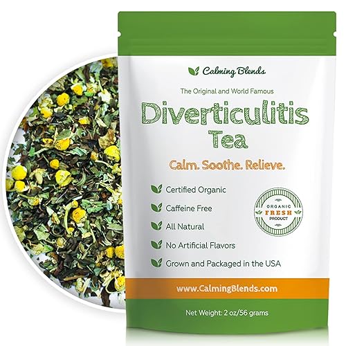 Calming Blends Diverticulitis Tea | Organic Loose Leaf Tea, Caffeine Free | 36 Cups | Made In USA