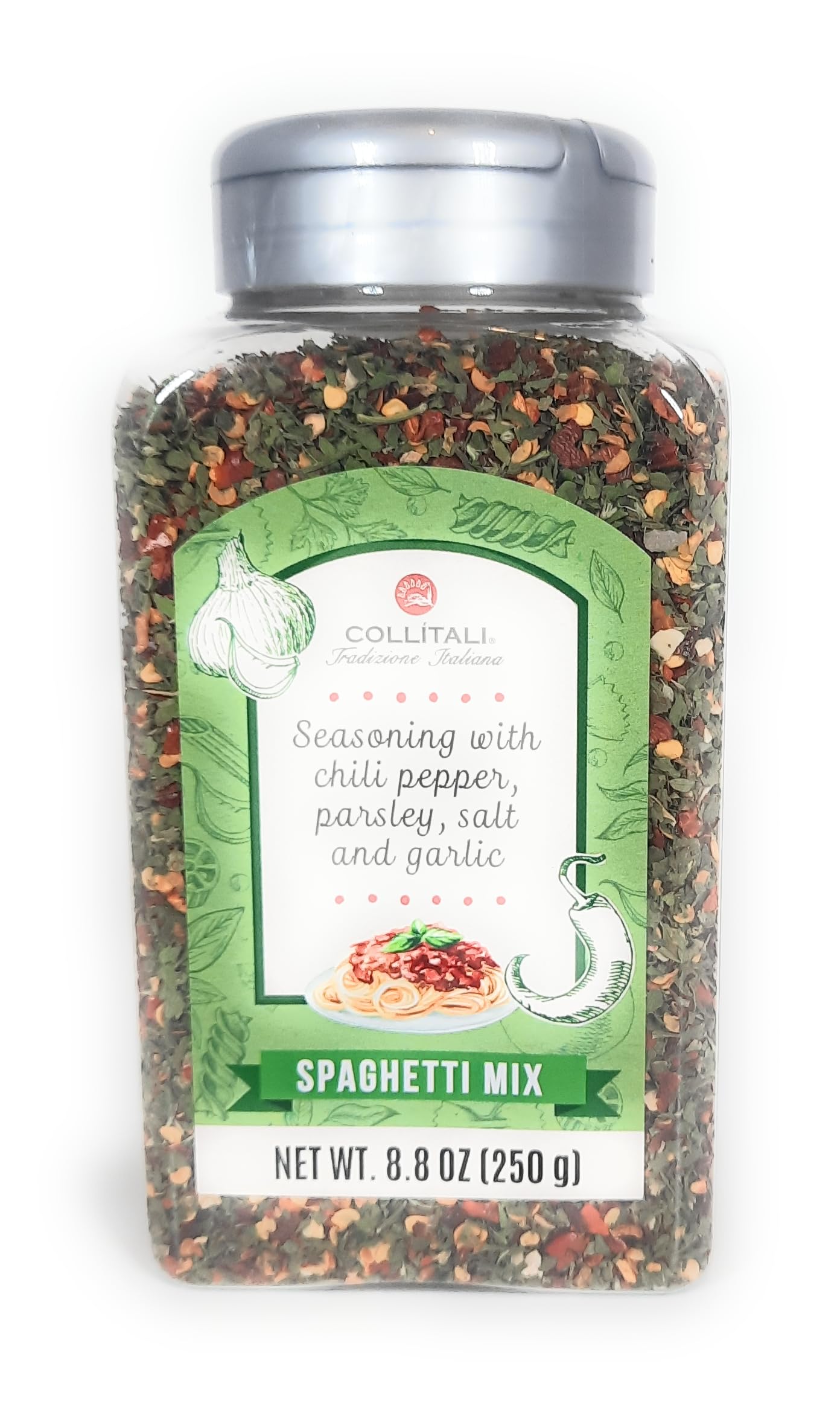 Aglio Olio Pepperoncino Spaghetti Mix Seasoning With Chili Peppers Parsley Salt And Garlic Tradizione Italiana 8.8oz