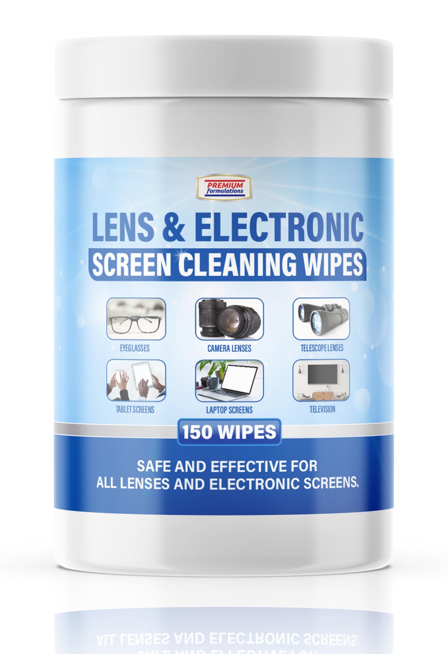 [150 Wipes] Lens & Electronic Screen Cleaning Wipes | Gentle, Lint-Free, Pre-Moistened Wipes for Eyeglasses, Camera Lenses, Phones, Laptops