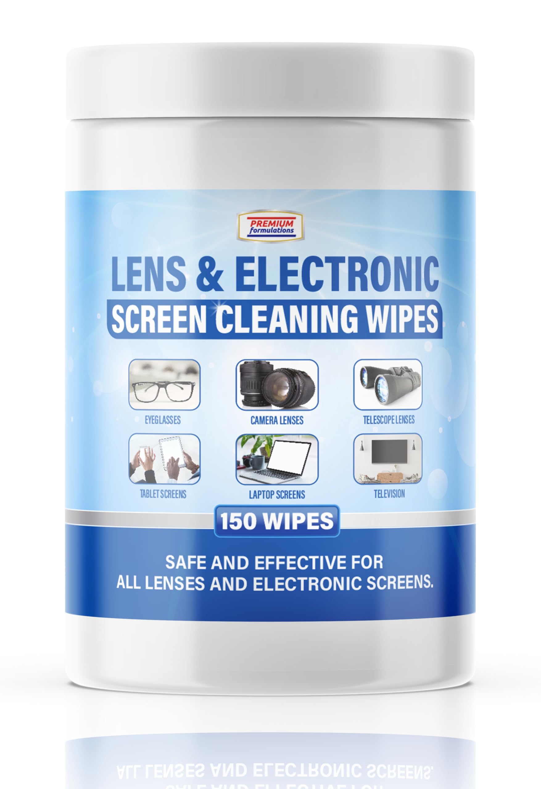 [150 Wipes] Lens & Electronic Screen Cleaning Wipes | Gentle, Lint-Free, Pre-Moistened Wipes for Eyeglasses, Camera Lenses, Phones, Laptops