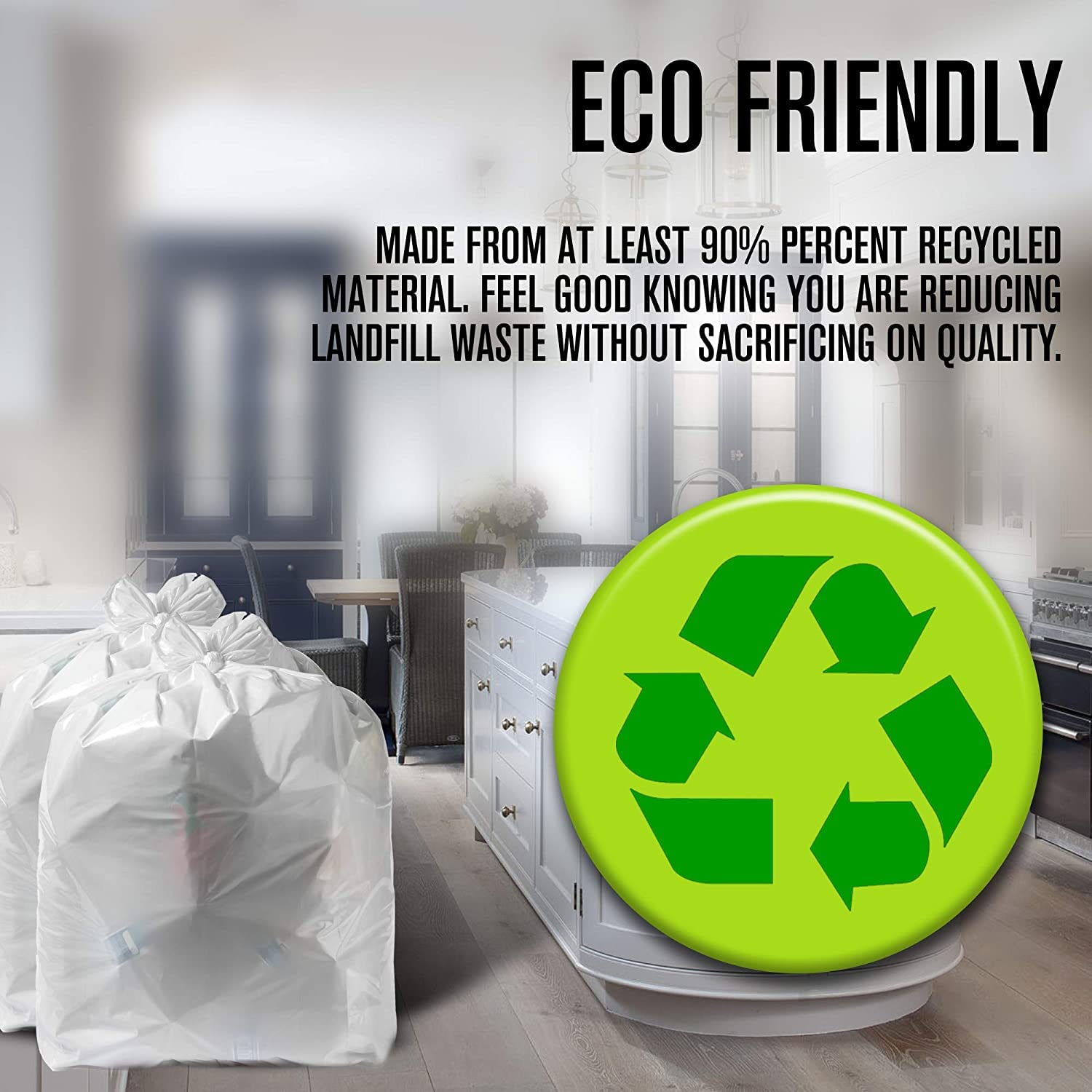 Ultrasac Trash Compactor Bags - (40 Pack with Ties) 18 Gallon for 15 inch Compactors - 25" x 35" Heavy Duty 2.5 MIL Garbage Disposal Bags Compatible