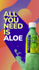 Aloevine Aloe Vera Drink Original - Drink Aloe Juice with Real Aloe Chunks | Healthy Plant-Based Korean Beverage | Aloe Vera Juice | 16.9 oz Bottles