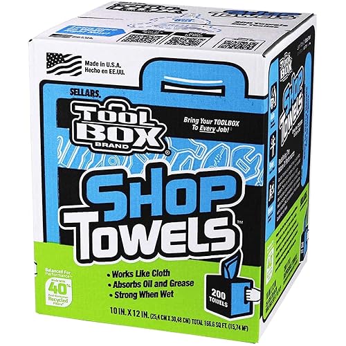 Toolbox Z400 Blue Shop Towels, 200 Sheets/Box, 6 Boxes/Case