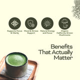 Fun Earth Matcha Mushroom Latte, Ceremonial Grade Matcha Blended with Lion’s Mane, Chaga and Cordyceps - Vanilla Strawberry Flavor for Smooth Energy