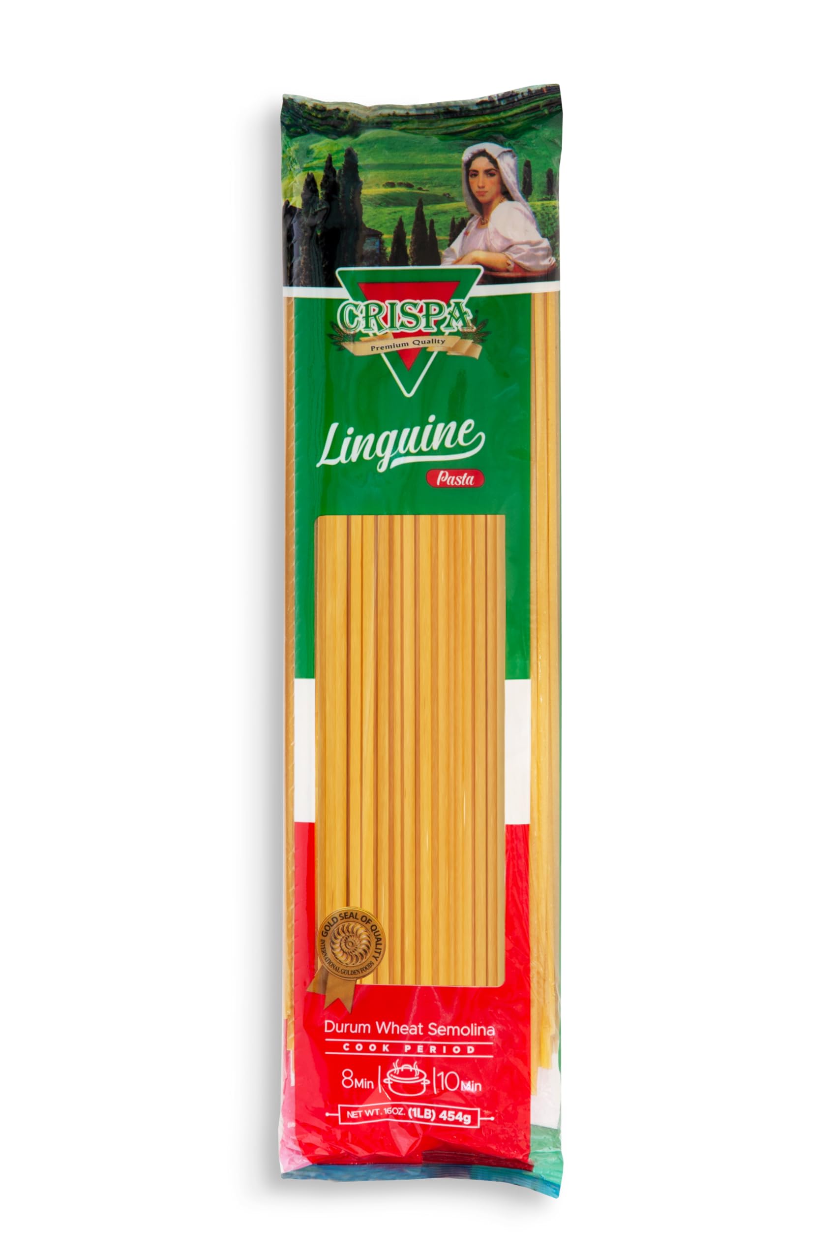 CRISPA Linguine Pasta |Italian Style | Premium Durum Wheat Semolina | Gold Seal Quality | 16 oz (1 lb) Pack | Perfect for Seafood, Pesto & Creamy