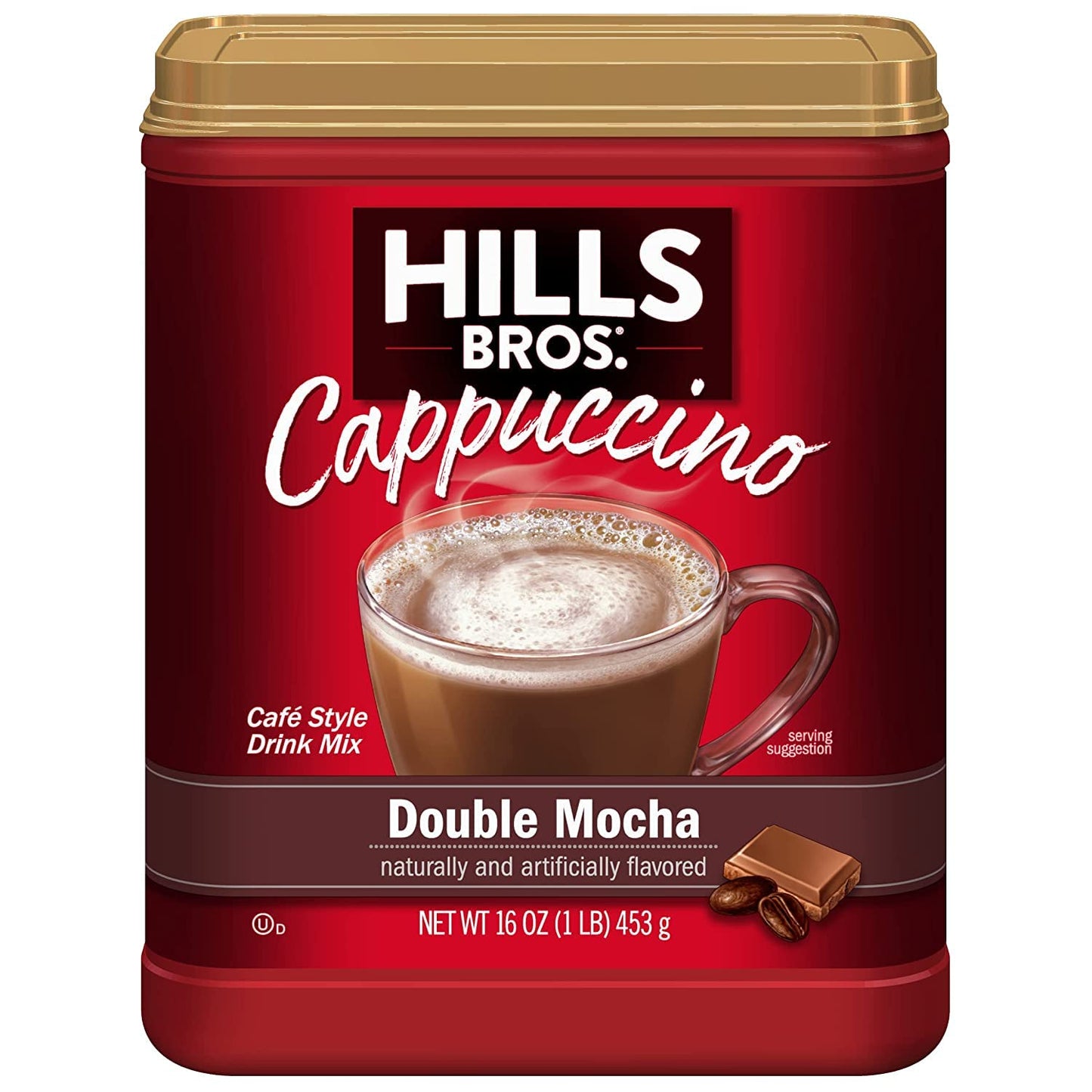 Hills Bros. Instant Cappuccino Mix, Double Mocha 16 Ounces- Frothy, Decadent Cappuccino with a Deep, Rich Chocolate Flavor (Pack of 6)