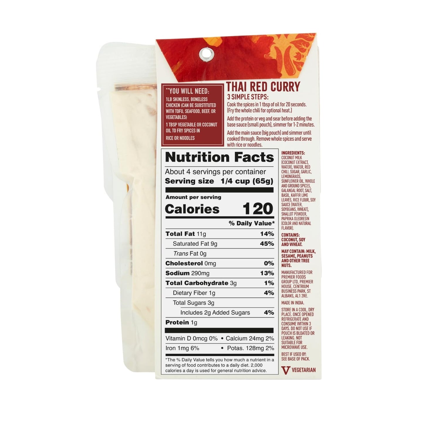 Spice Tailor 3 Simple Steps Restaurant Quality Meals in Minutes Kits Ready in 10 Minutes (6 Pack, Thai Red Curry)
