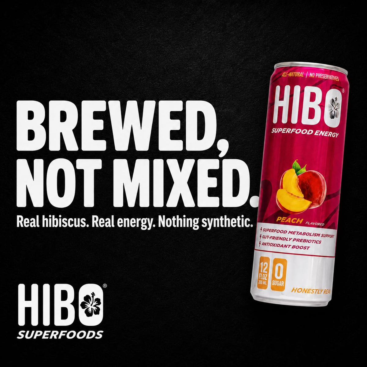 HIBO Superfood Energy Peach, Sugar Free, 150mg Caffeine