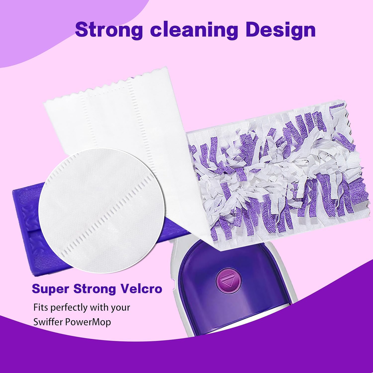 Disposable Mopping Pad Refills for PowerMop Multi-Surface Mop and PowerMop Wood Mop, Spray Clean Pads Replacement (Purple -20)