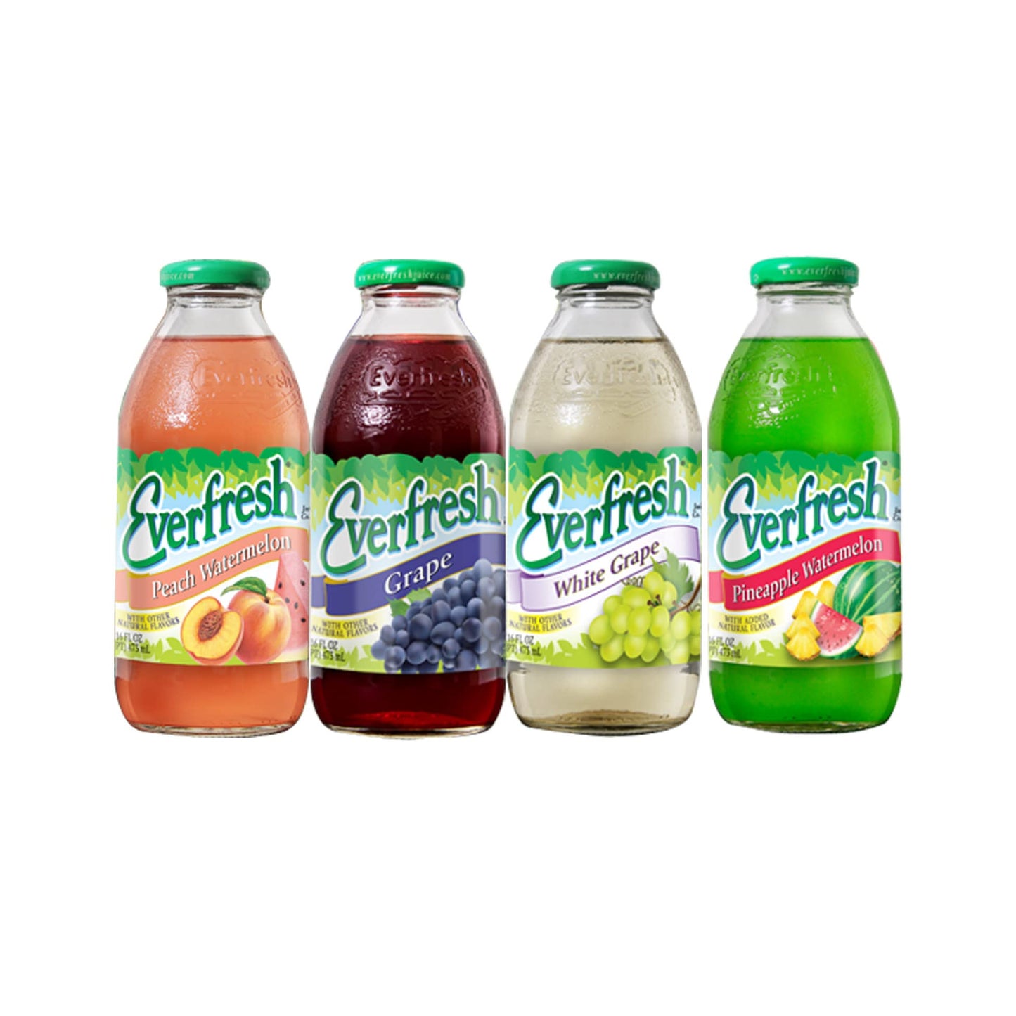 BeeQ Box - (Pack of 8) Variety Everfresh Juice, 8 Differnt Flavors : Peach Watermelon, Grape, White Grape, Pineapple Watermelon, Kiwi Strawberry