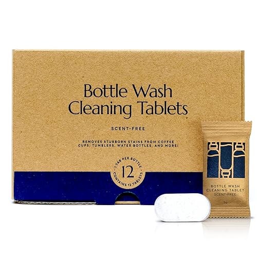 CLEANOMIC Bottle Wash Cleaner Tablets (12 Pack) - Water Bottle Cleaning Tablets, Water Bottle Cleaner Tablets (Scent-Free)