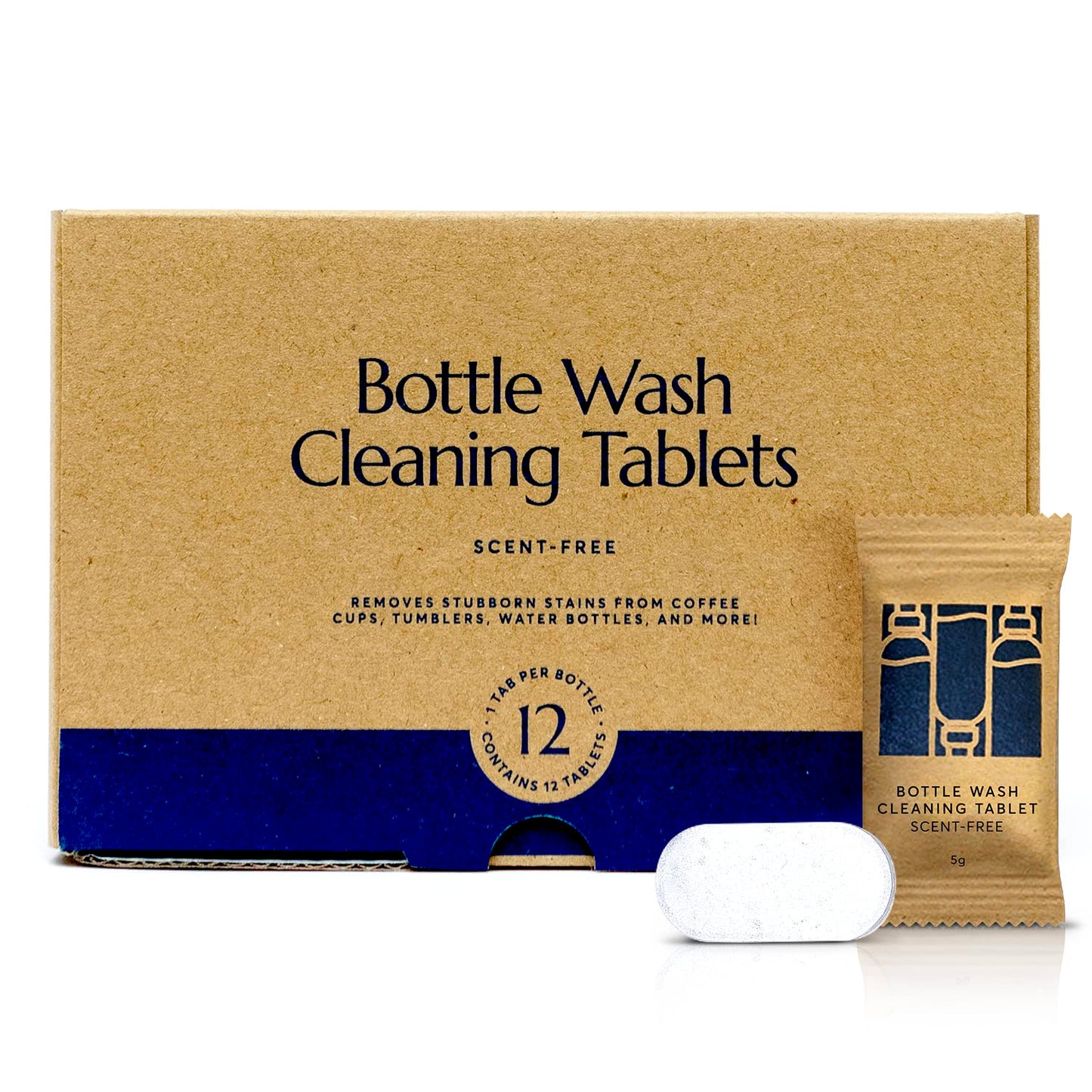 CLEANOMIC Bottle Wash Cleaner Tablets (12 Pack) - Water Bottle Cleaning Tablets, Water Bottle Cleaner Tablets (Scent-Free)