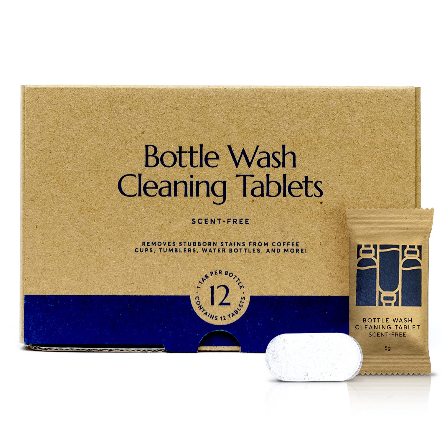 CLEANOMIC Bottle Wash Cleaner Tablets (12 Pack) - Water Bottle Cleaning Tablets, Water Bottle Cleaner Tablets (Scent-Free)