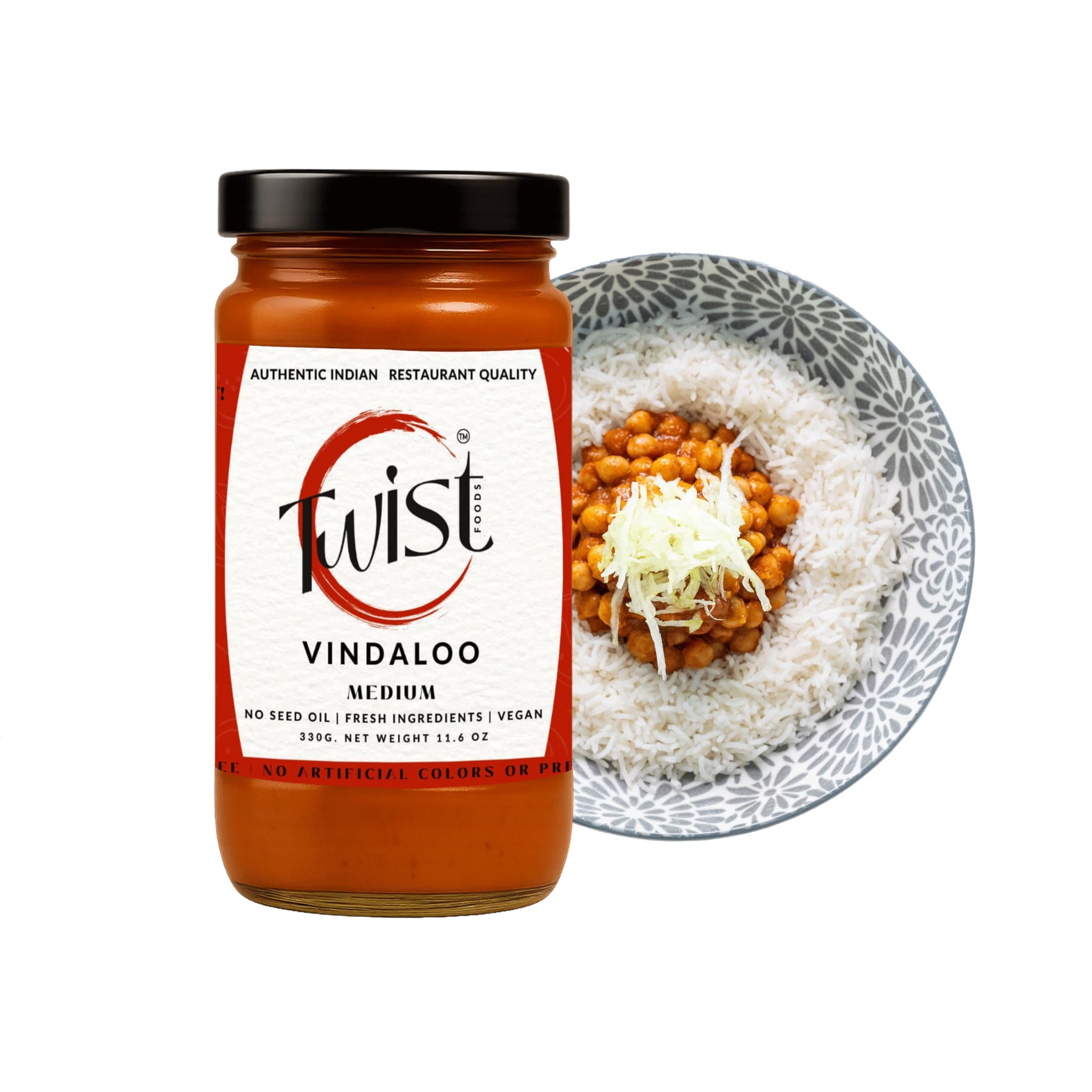 Twist Foods Vindaloo Sauce | Medium Heat Indian Vindaloo Curry Sauce| Authentic Restaurant-Style Simmer Sauce | Gluten-Free | No Preservatives or