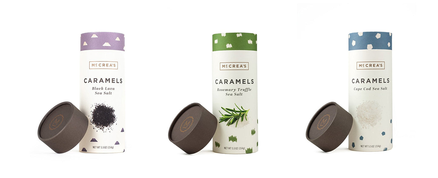 McCrea's Candies Sea Salt Caramel Assortment - Black Lava Cape Cod Rosemary Truffle Sea Salt - Made in Boston