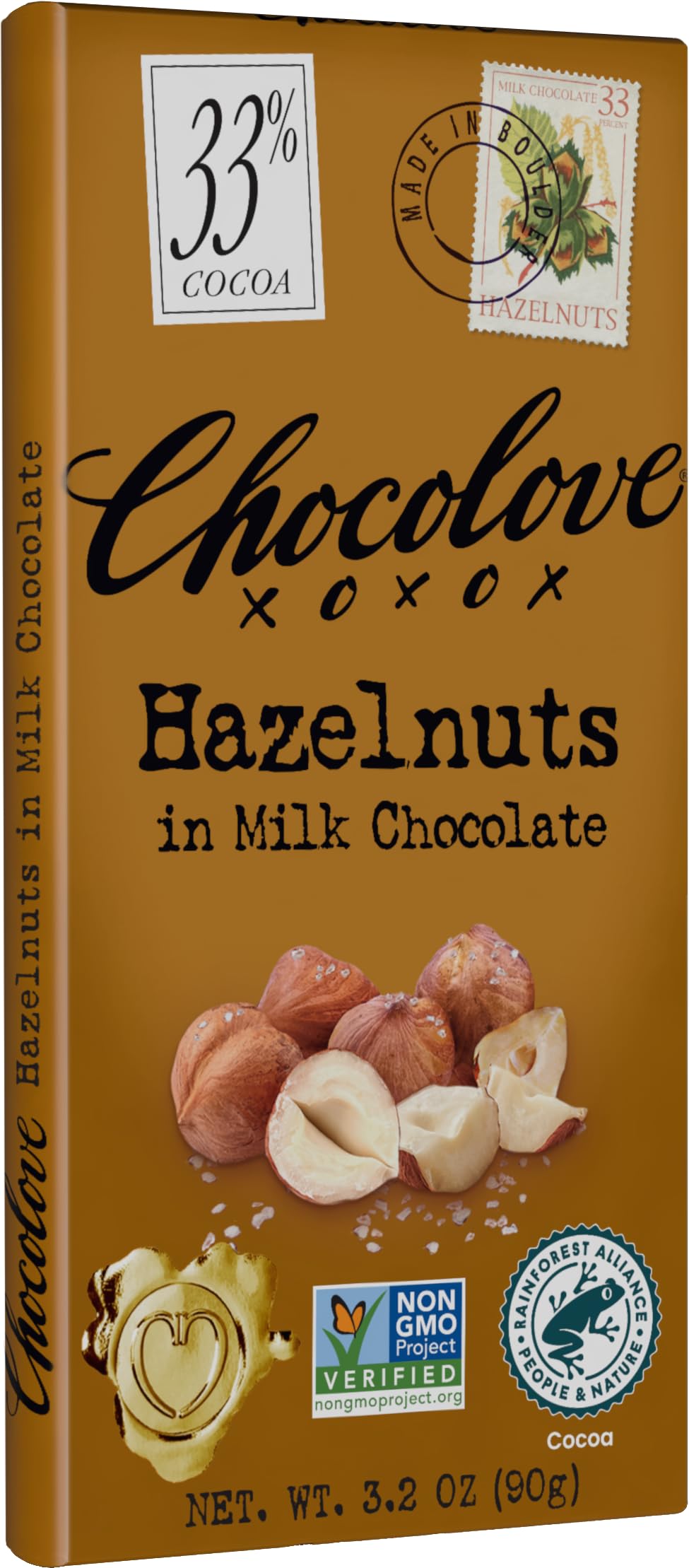 Chocolove, Bar Milk Chocolate Hazelnuts, 3.2 Ounce