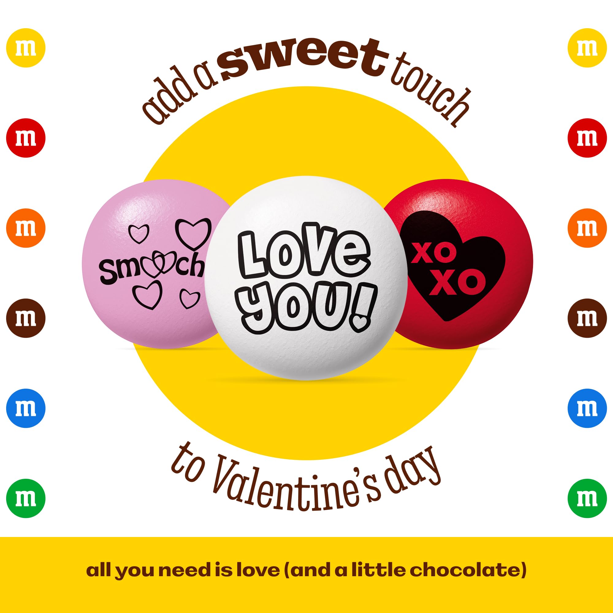 M&M’S Valentine's Day Chocolate Gift Bag, 2lb Red Pink White M&M'S with Messages, Bulk Valentine's Candy for Galentine’s Gifts, Party Favors, Candy