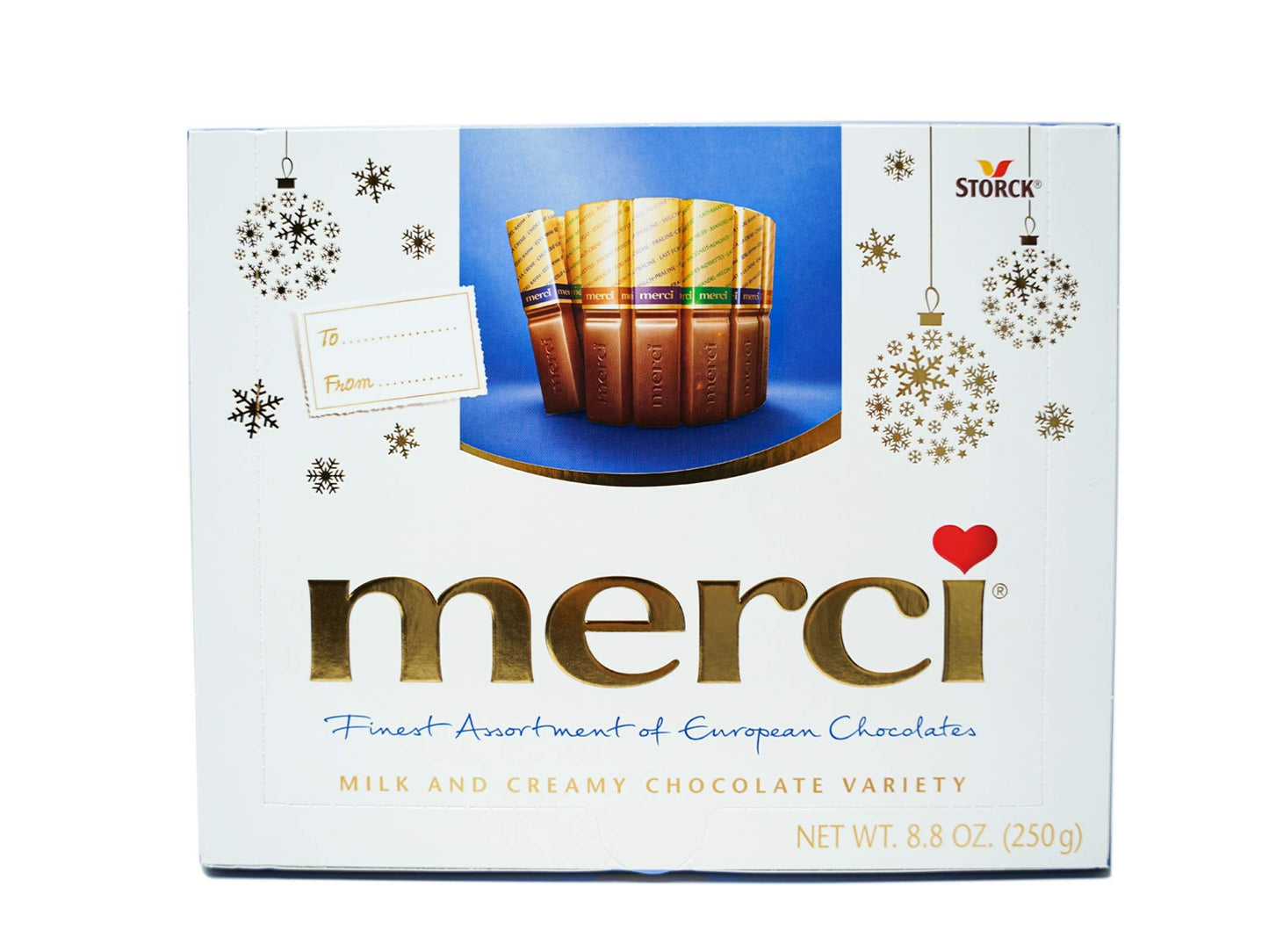 Needzo Merci Assorted Chocolate Holiday Boxes with Milk and Almond Flavored Chocolate Pieces, Set of 2, 8.8 Ounces Each