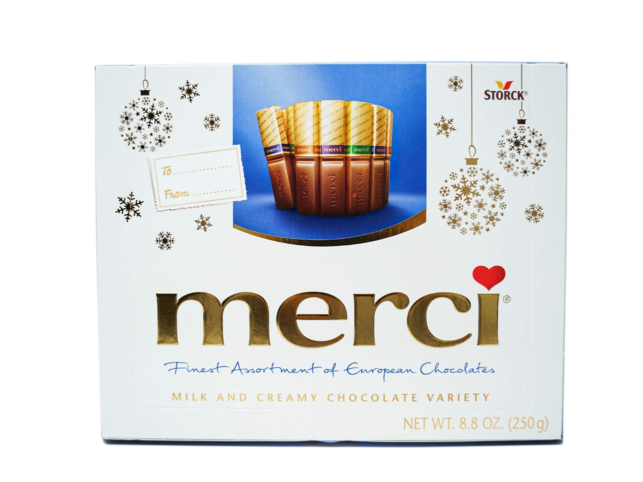 Needzo Merci Assorted Chocolate Holiday Boxes with Milk and Almond Flavored Chocolate Pieces, Set of 2, 8.8 Ounces Each