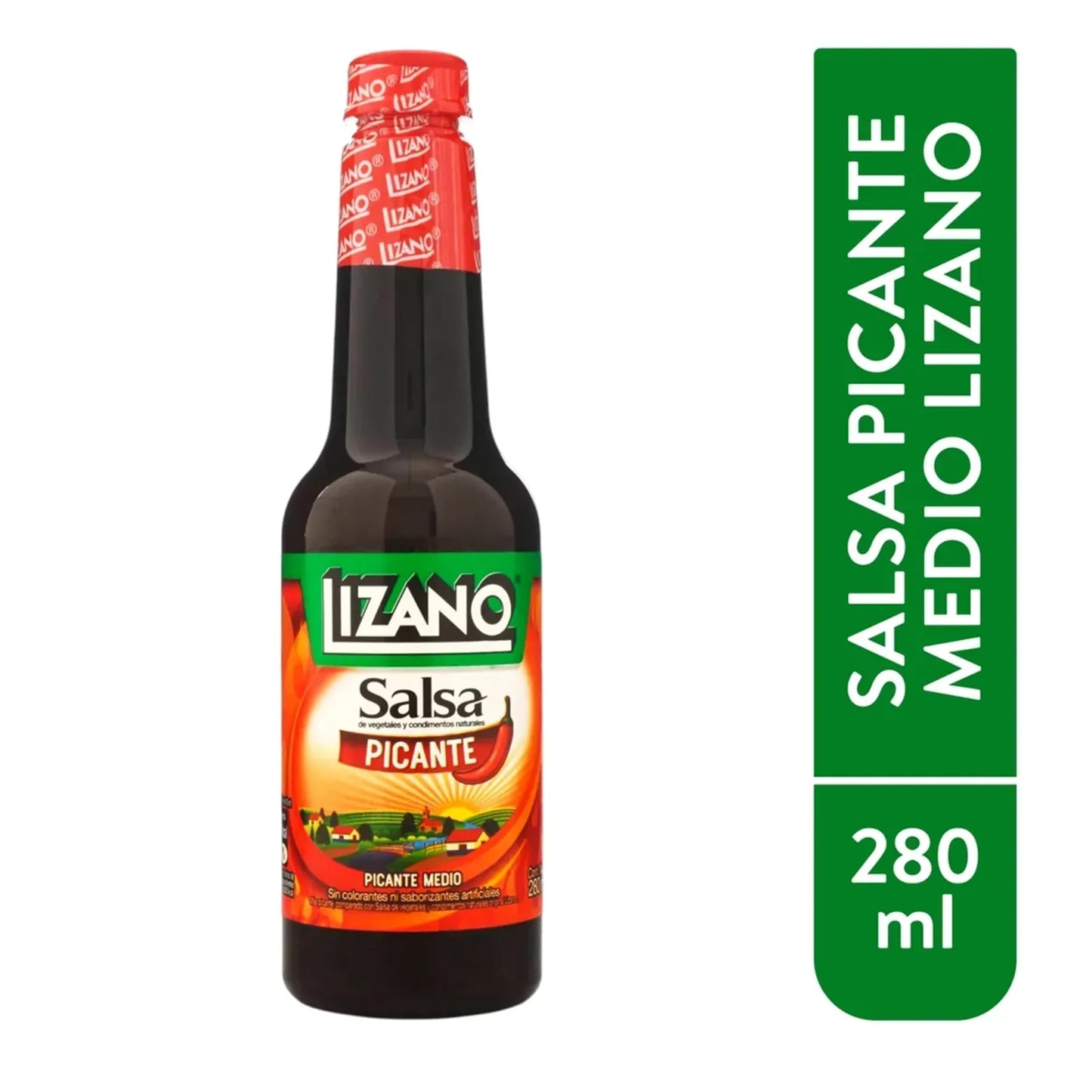 Salsa Picante Medio, Costa Rican Hot Sauce, 280 ml / 9.46 fl oz Each, Vegetable-Based Spicy Li zano Condiment Sauce for Gallos, Tacos, Rice, Beans