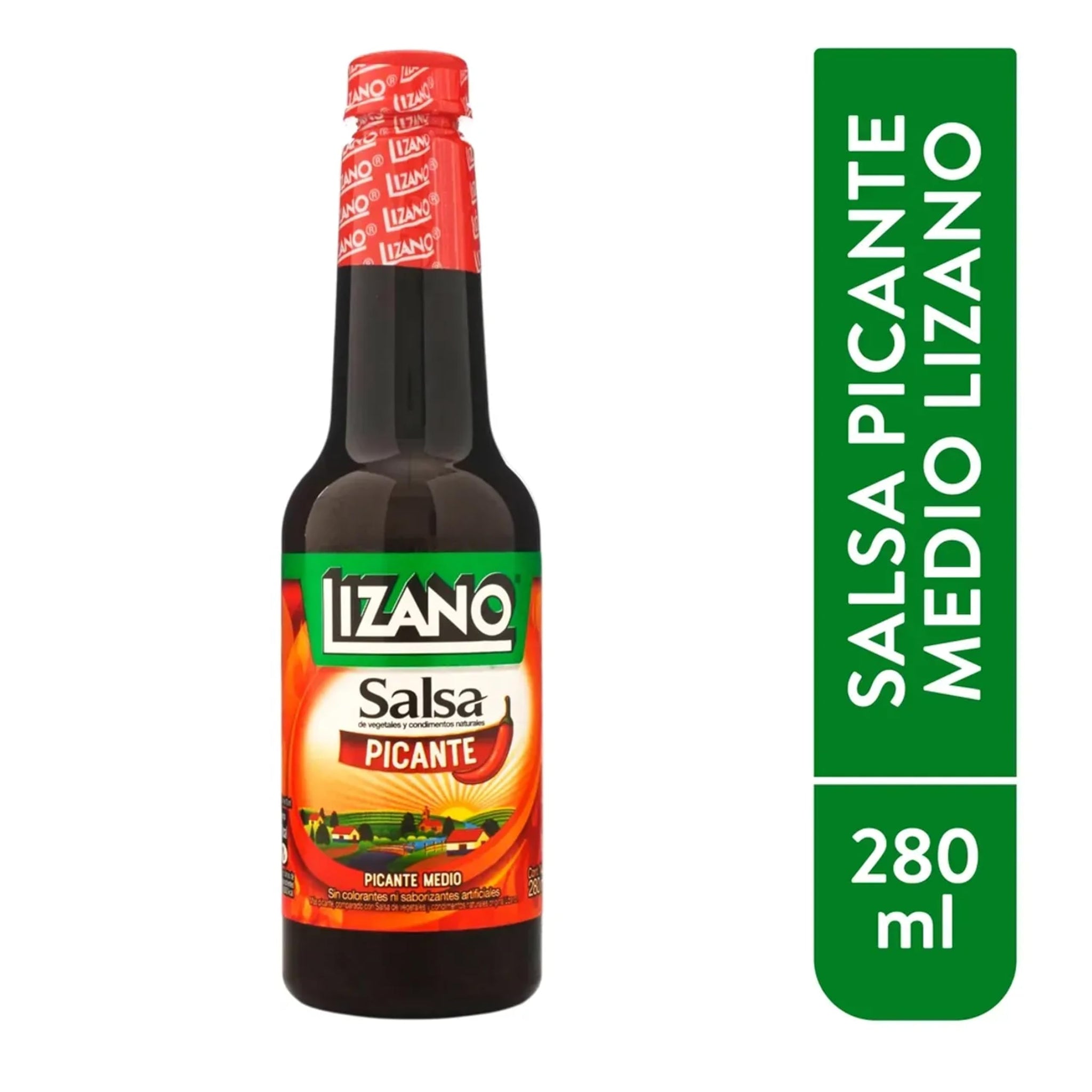 Salsa Picante Medio, Costa Rican Hot Sauce, 280 ml / 9.46 fl oz Each, Vegetable-Based Spicy Li zano Condiment Sauce for Gallos, Tacos, Rice, Beans