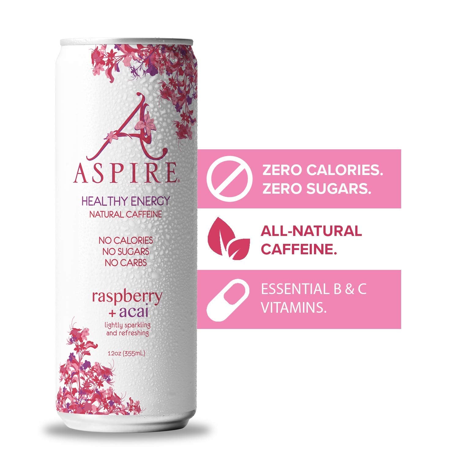 ASPIRE™ Healthy Energy, Calorie Burning, Zero Calorie, Zero Sugar Drink Raspberry + Acai 4-Pack